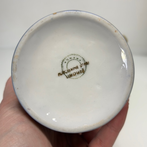 Limoges France Vintage Elegant Blue Gold Handmade Porcelain Creamer Pitcher Jug - Picture 9 of 10